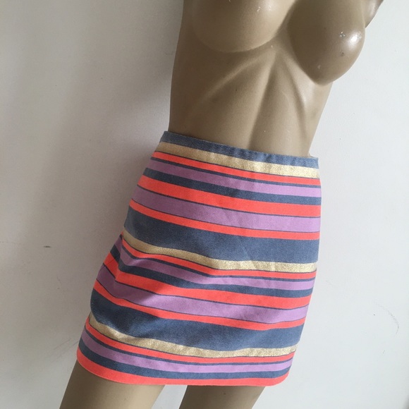J. CREW FACTORY sorbet striped mini skirt. - Picture 2 of 5